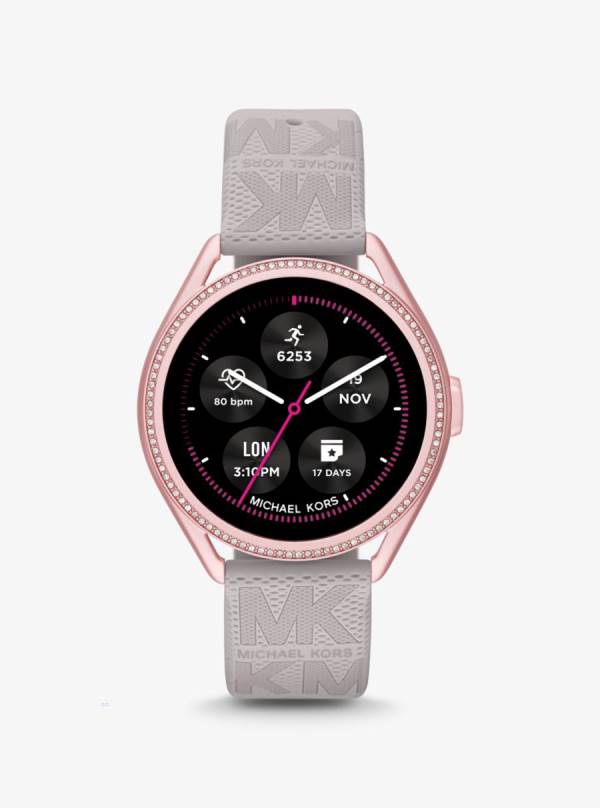 Damske Smart Hodinky Michael Kors Access Gen 5E MKGO Pink-Tone and Logo Rubber Siva - Hodinky Michael Kors Levně | KFBGP-5390